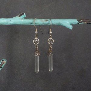 Sterling Crystal Quartz Pentagram Earrings